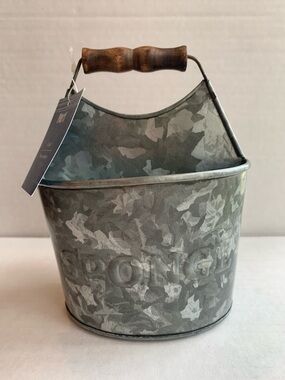Pier 1 Primitive Farmhouse  SPONGE SOAP HOLDER CONTAINER Galvanized Metal NWT